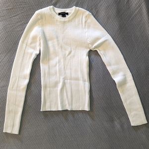 Forever 21 Ribbed Crewneck Sweater | White | M